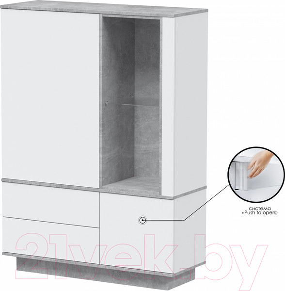 Изображение товара Шкаф Интерлиния Quartz QZ-ШК2 (белый платинум/бетон)