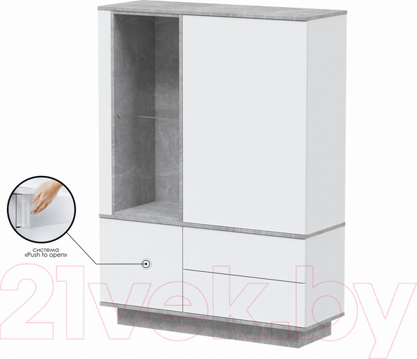 Изображение товара Шкаф Интерлиния Quartz QZ-ШК2 (белый платинум/бетон)