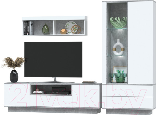 Изображение товара Горка Интерлиния Quartz-4 с подсветкой (белый платинум/бетон)