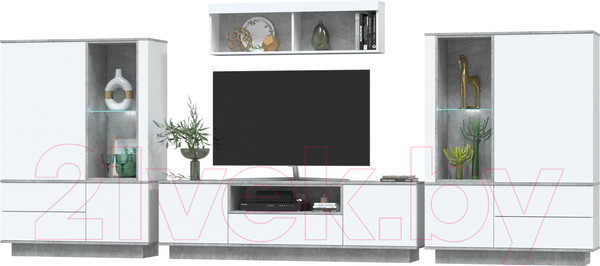 Изображение товара Горка Интерлиния Quartz-5 с подсветкой (белый платинум/бетон)