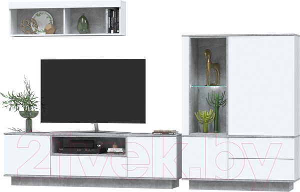 Изображение товара Горка Интерлиния Quartz-6 с подсветкой (белый платинум/бетон)