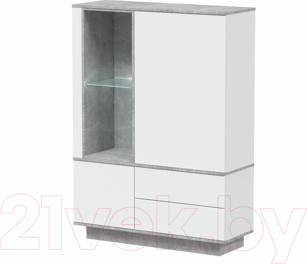 Изображение товара Горка Интерлиния Quartz-6 с подсветкой (белый платинум/бетон)