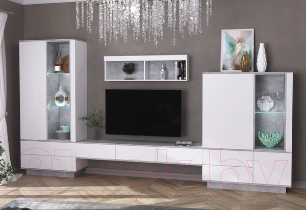 Изображение товара Горка Интерлиния Quartz-7 с подсветкой (белый платинум/бетон)