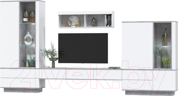 Изображение товара Горка Интерлиния Quartz-7 с подсветкой (белый платинум/бетон)