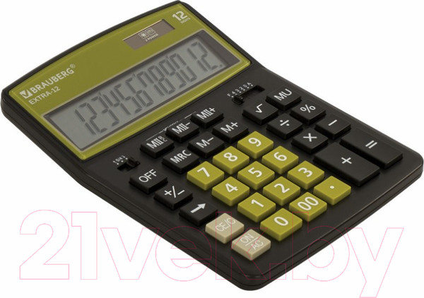 Изображение товара Калькулятор Brauberg EXTRA-12-BKOL / 250471 (черный/оливковый)