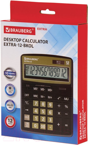 Изображение товара Калькулятор Brauberg EXTRA-12-BKOL / 250471 (черный/оливковый)