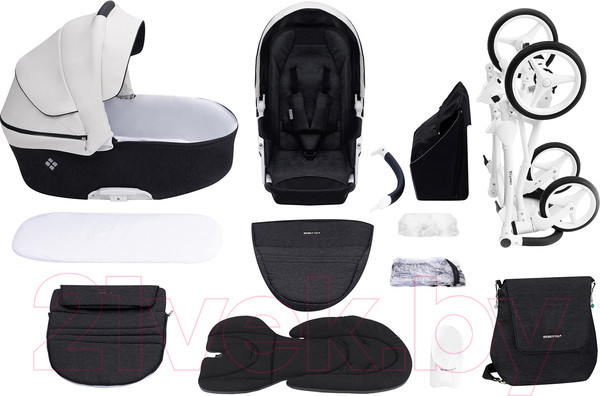 Изображение товара Детская универсальная коляска Bebetto Torino 2 в 1 белая рама (01)