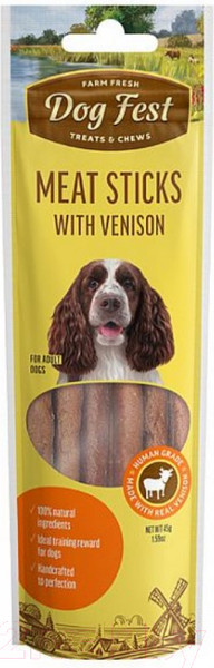 Изображение товара Лакомство для собак Dog Fest Мясные колбаски с олениной (45г)