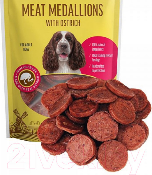 Изображение товара Лакомство для собак Dog Fest Нежные медальоны с мясом страуса (90г)
