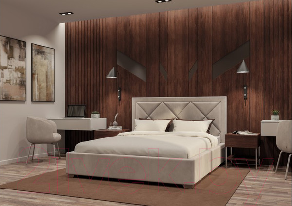 Изображение товара Двуспальная кровать Elmax Римини Стационарное 200x200 (Glory 17)