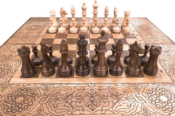 Изображение товара Набор настольных игр Zakaryan Модерн 2 Шахматы, нарды / wz16004