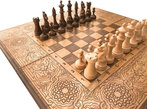 Изображение товара Набор настольных игр Zakaryan Модерн 2 Шахматы, нарды / wz16004