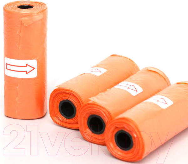 Изображение товара Пакеты для выгула собак Пижон 7110506 (4x15шт, оранжевый)