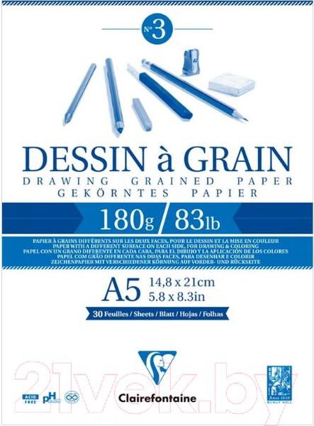Изображение товара Скетчбук Clairefontaine Dessin A Grain / 96626C (30л)