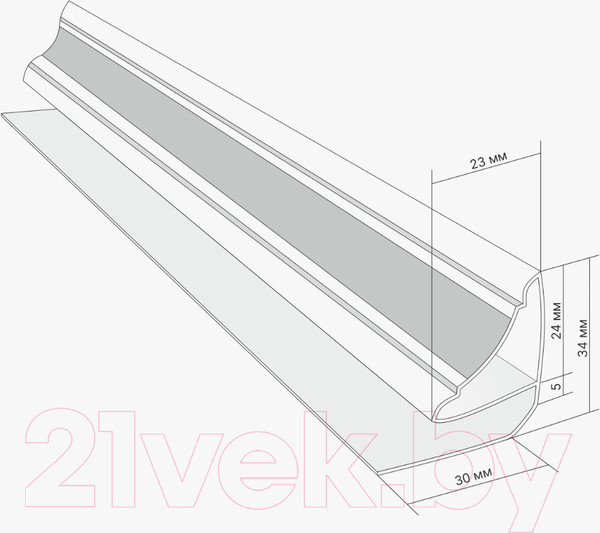 Изображение товара Плинтус потолочный STELLA Для ПВХ панелей 5мм (3000x30мм)