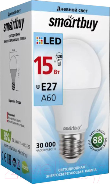 Изображение товара Лампа SmartBuy SBL-A60-15-40K-E27