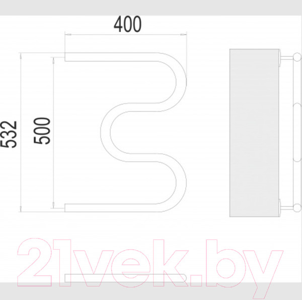 Изображение товара Полотенцесушитель водяной Terminus М-образный 3/4" 500x400
