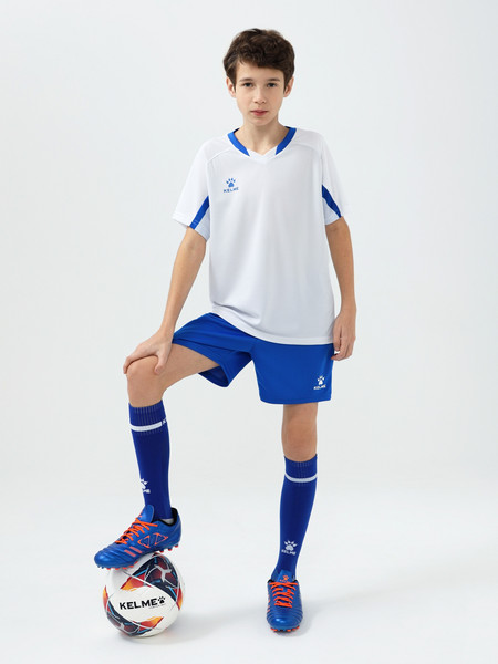 Изображение товара Футбольная форма Kelme Short-Sleeved Football Suit / 8251ZB3002-100 (р.150, белый/синий)