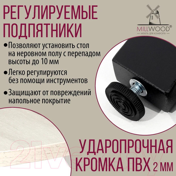 Изображение товара Обеденный стол Millwood Шанхай Л18 d110 (дуб белый Craft/металл черный)