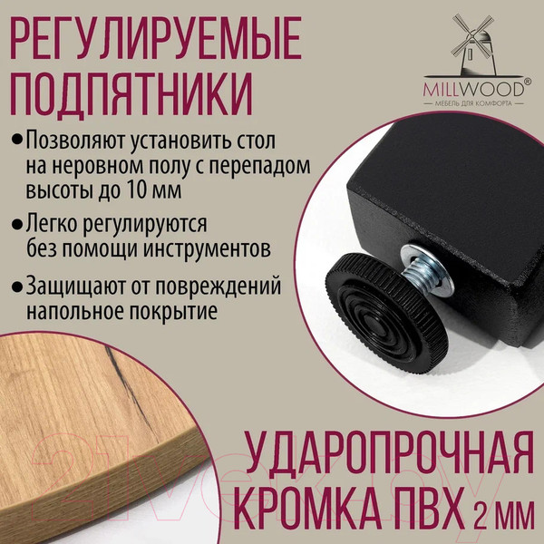 Изображение товара Обеденный стол Millwood Шанхай Л18 d120 (дуб золотой Craft/металл черный)