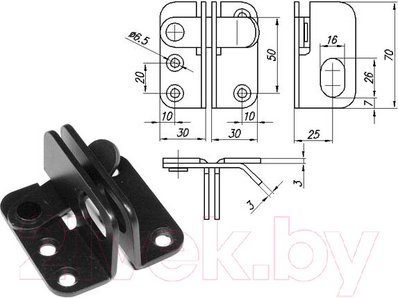 Изображение товара Проушина для замка Starfix С фиксатором / SMP-59632-1 (черный матовый)