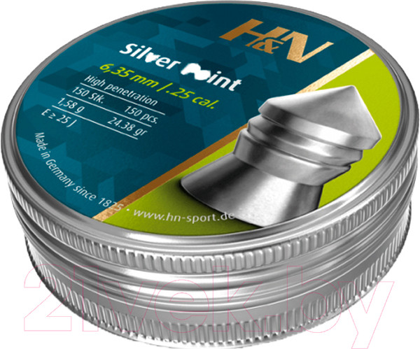 Изображение товара Пульки для пневматики H&N Silver Point 6.35мм (150шт)
