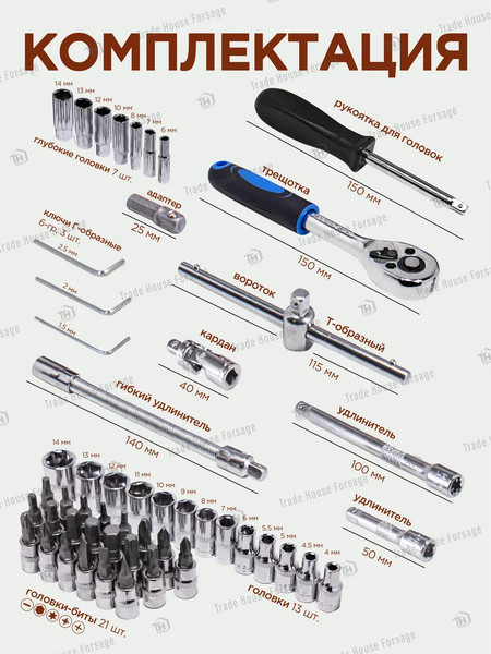 Изображение товара Универсальный набор инструментов KingTul KT-2531-5EURO(51110)