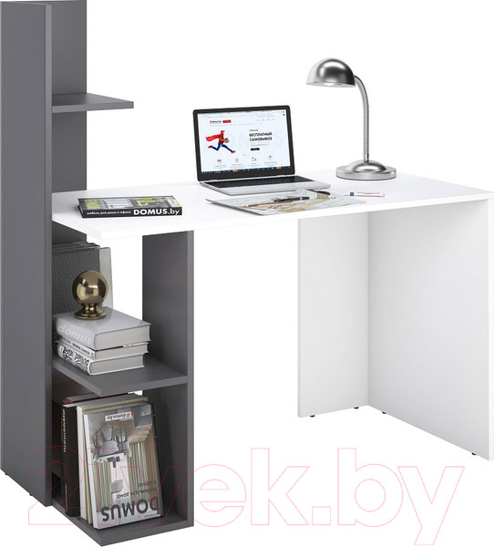 Изображение товара Письменный стол Domus Олимп левый / 11.021L.01.92 (белый/серый)