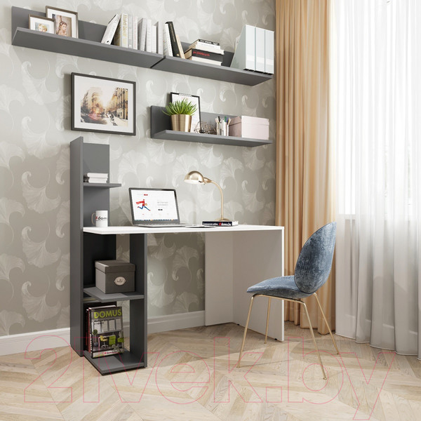 Изображение товара Письменный стол Domus Олимп левый / 11.021L.01.92 (белый/серый)