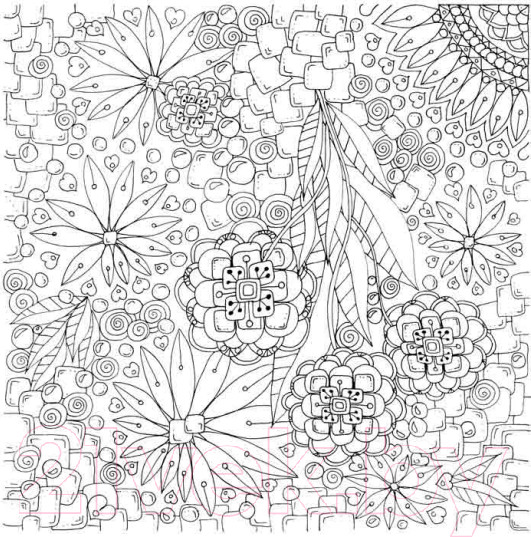 Изображение товара Раскраска-антистресс Попурри Дзен-дудлинг. Завораживающие цветы