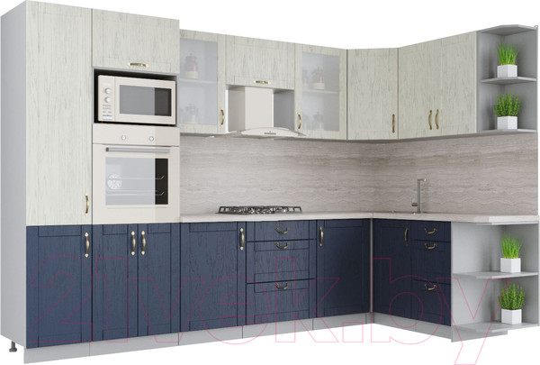 Изображение товара Кухонный гарнитур Интерлиния Мила Крафт 1.68x3.2 правая (дуб королевский/дуб снежный)