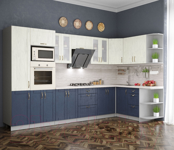 Изображение товара Кухонный гарнитур Интерлиния Мила Крафт 1.68x3.4 правая (дуб королевский/дуб снежный)