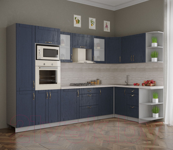 Изображение товара Кухонный гарнитур Интерлиния Мила Крафт 1.68x3.2 правая (дуб королевский)