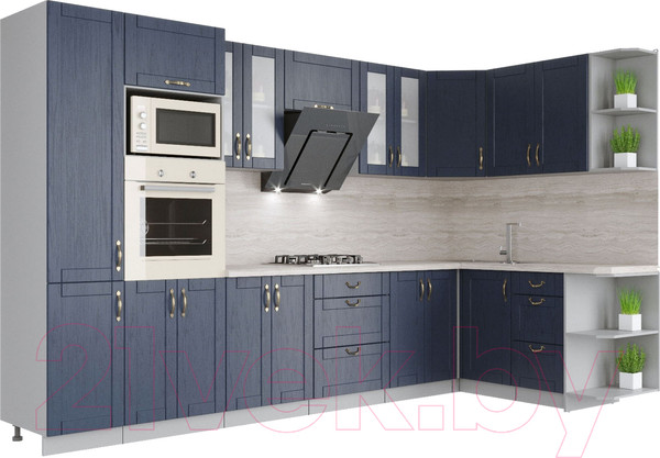 Изображение товара Кухонный гарнитур Интерлиния Мила Крафт 1.68x3.4 правая (дуб королевский)