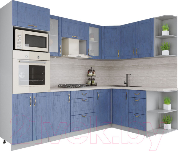 Изображение товара Кухонный гарнитур Интерлиния Мила Крафт 1.68x2.6 правая (дуб лазурный)