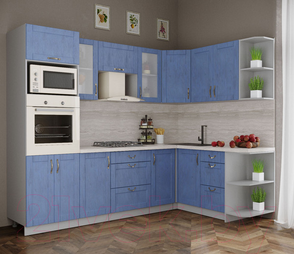 Изображение товара Кухонный гарнитур Интерлиния Мила Крафт 1.68x2.6 правая (дуб лазурный)