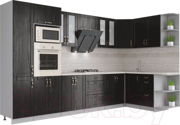 Изображение товара Кухонный гарнитур Интерлиния Мила Крафт 1.68x3.4 правая (дуб английский)