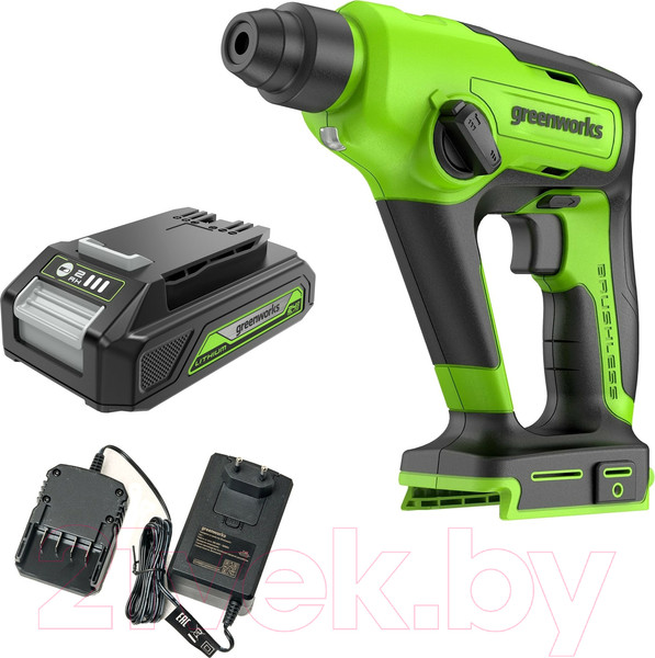 Изображение товара Перфоратор Greenworks GD24SDS1 бесщеточный 1.2Дж 24V / 3803107UA (c АКБ 2Ач и ЗУ)