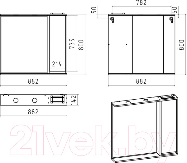 Изображение товара Шкаф с зеркалом для ванной Brevita Balaton 90 / BAL-04090-01-01П