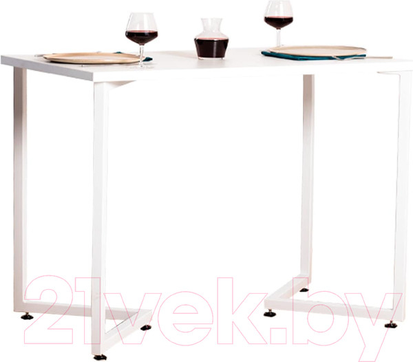 Изображение товара Обеденный стол Millwood Лондон Л18 100x70 (белый/металл белый)