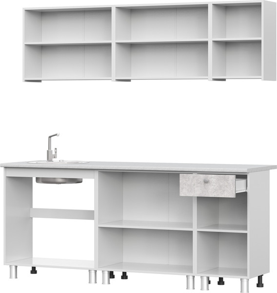 Изображение товара Кухонный гарнитур Mio Tesoro КГ-1 2000 (белый/белый/цемент светлый/антарес)