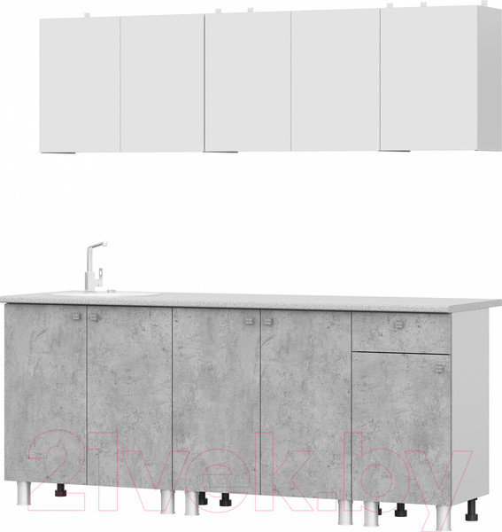 Изображение товара Кухонный гарнитур Mio Tesoro КГ-1 2000 (белый/белый/цемент светлый/антарес)