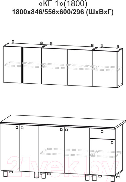 Изображение товара Кухонный гарнитур Mio Tesoro КГ-1 1800 (белый/дуб золотой/черный)