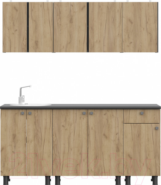 Изображение товара Кухонный гарнитур Mio Tesoro КГ-1 1800 (белый/дуб золотой/черный)