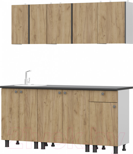 Изображение товара Кухонный гарнитур Mio Tesoro КГ-1 1800 (белый/дуб золотой/черный)