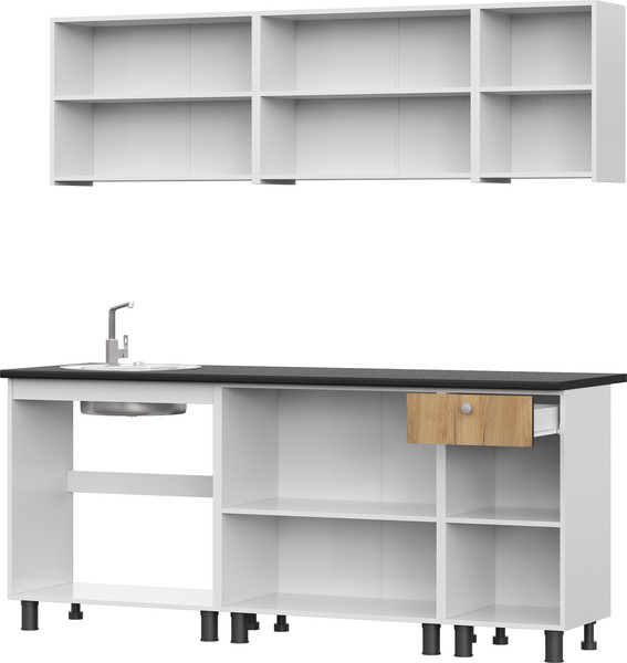 Изображение товара Кухонный гарнитур Mio Tesoro КГ-1 2000 (белый/дуб золотой/черный)