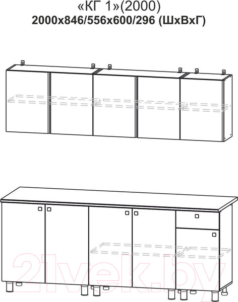 Изображение товара Кухонный гарнитур Mio Tesoro КГ-1 2000 (белый/дуб золотой/черный)
