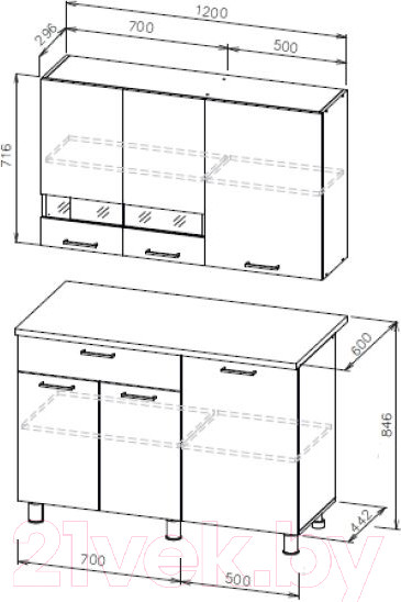 Изображение товара Кухонный гарнитур Mio Tesoro КГ-4 1200 (белый/дуб сонома/белый/антарес)