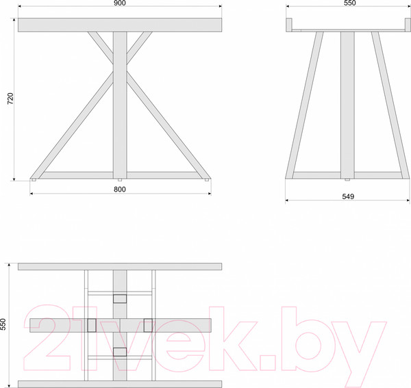 Изображение товара Подстолье Дабер Тип 4 / П4.1р (металл белый)
