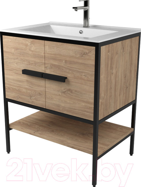 Изображение товара Тумба под умывальник Дабер 010 / Т10.6.2.6 (черный/дуб канзас коричневый)